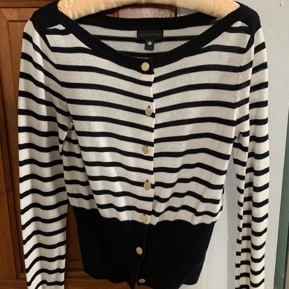 Worthington S Striped Crop Sweater